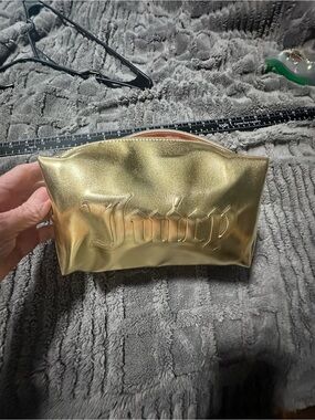 Juicy Couture Gold Cosmetic Pouch with Embossed Script
